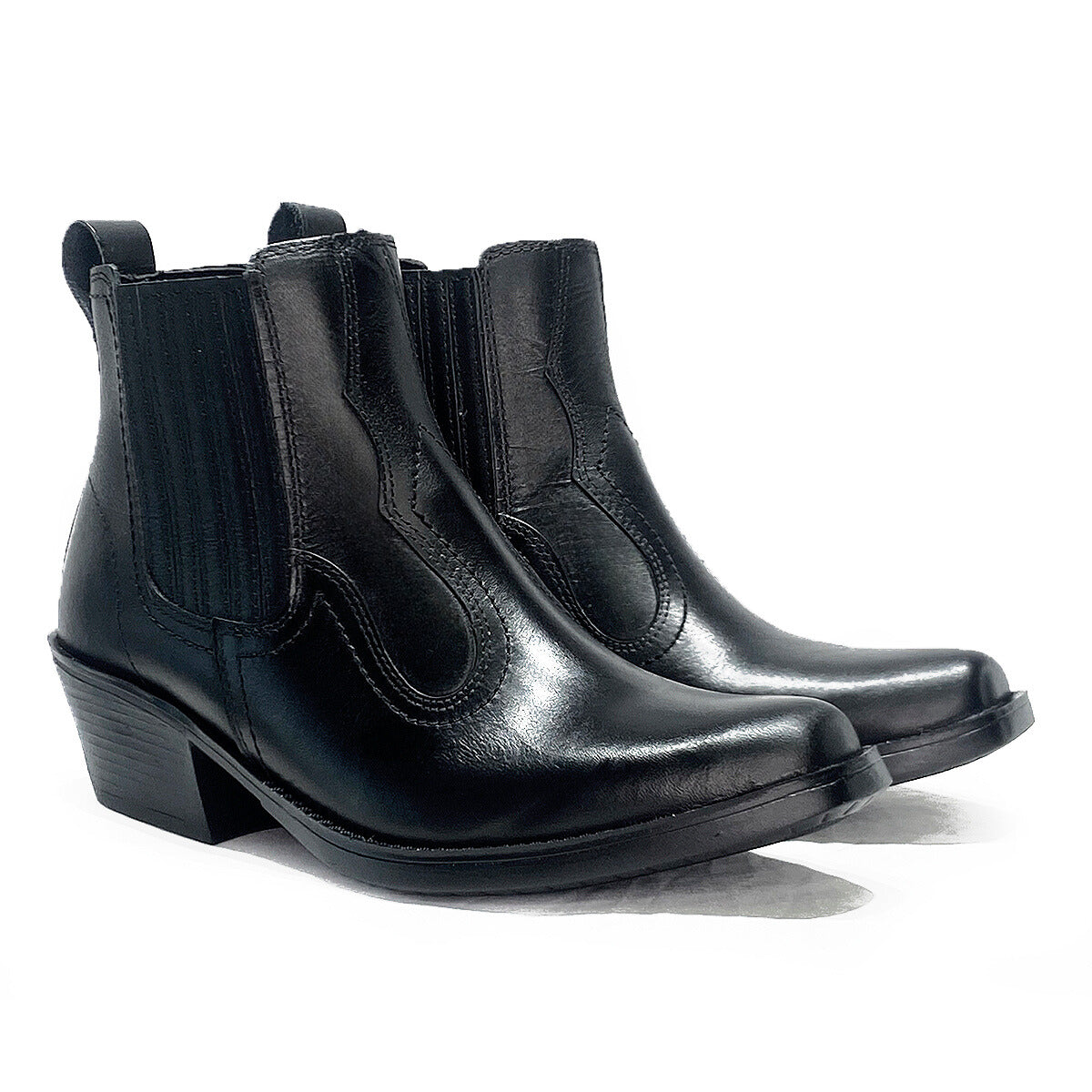 Bota Country Masculina Em Couro Nobre Legítimo Preto