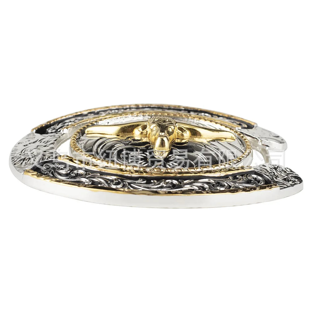 Fivela Grande Touro Dourado