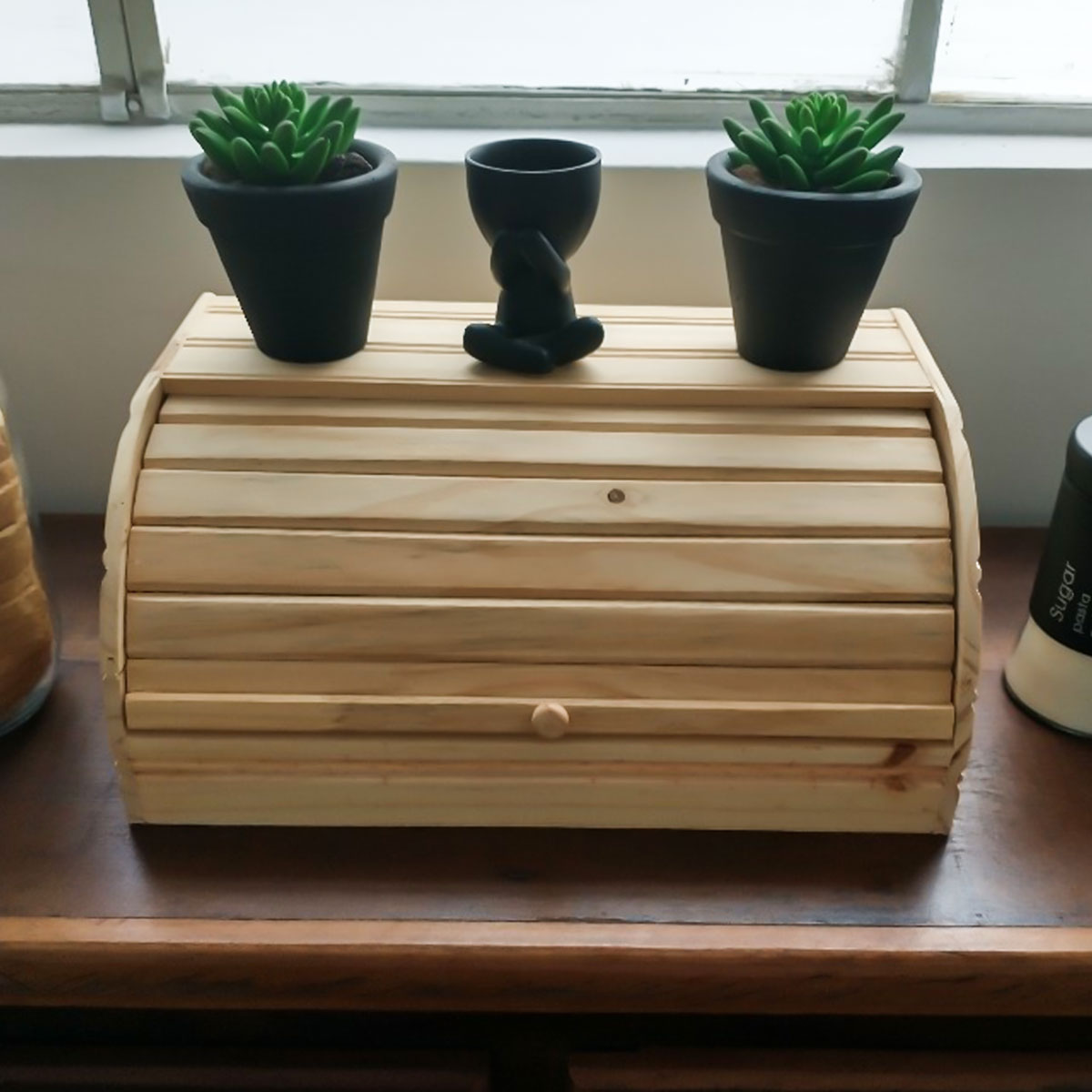 Porta Pão Grande Madeira Porta Basculante Estilo Baú