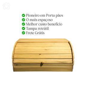 Porta Pão Grande Madeira Porta Basculante Estilo Baú