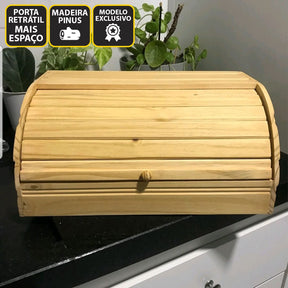 Porta Pão Grande Madeira Porta Basculante Estilo Baú